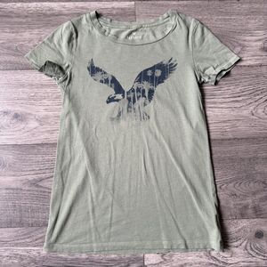 American Eagle Outfitters Classic Vintage Y2K Graphic Tee - Sage Green - Size XS